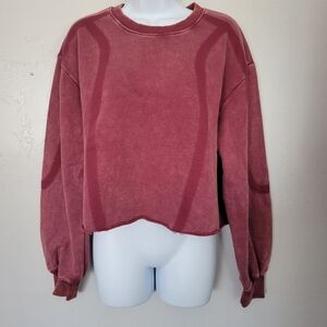 Aemi + Co. NWT Women's Small Burgundy Red Long Sleeve Cropped Sweatshirt Top